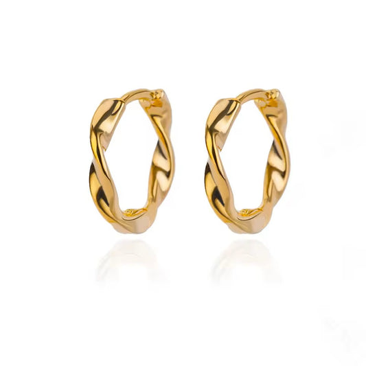 Light Gold Tone Stainless Steel Hoop Dangling Earrings For Women